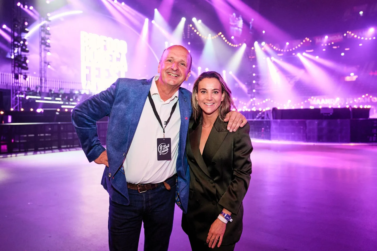 Martijn en Jessica Veen samen op de vloer van de Ziggo Dome tijdens het Bidfood Horecafeest